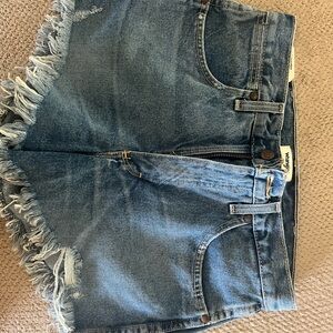 Wrangler Blue Jean Shorts with Frayed Hem